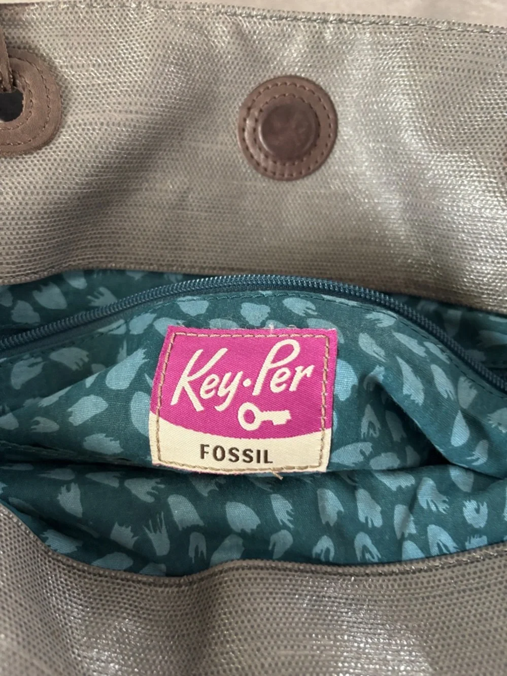 Fossil Key-Per Ladies Large   Black and Gray Floral Quilted Shoulder‎ Bag